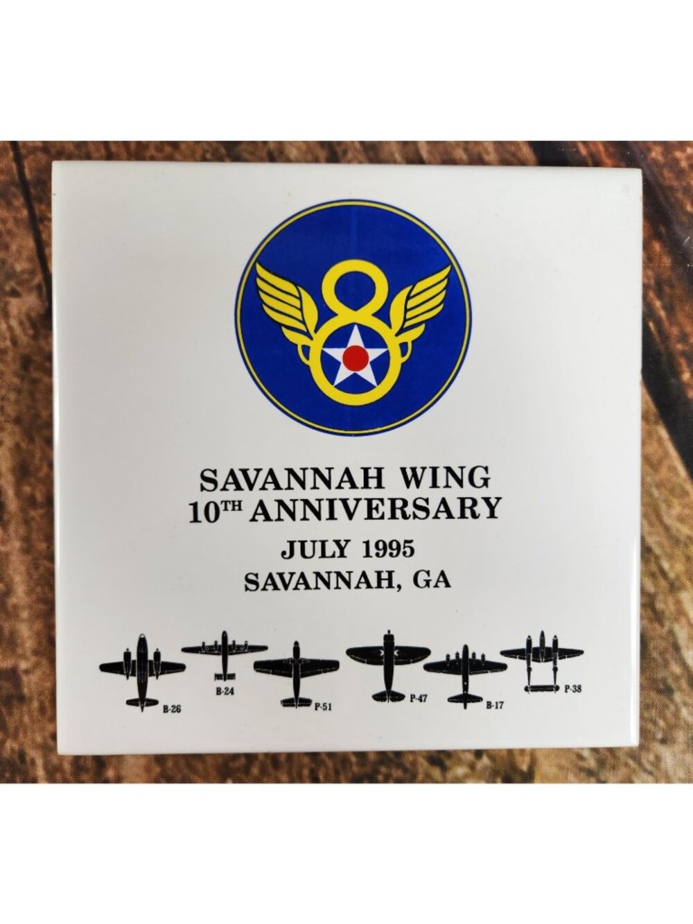 VINTAGE MILITARIA Collectible Tile US Army Air Forces 8th Unit Savannah GA Wing